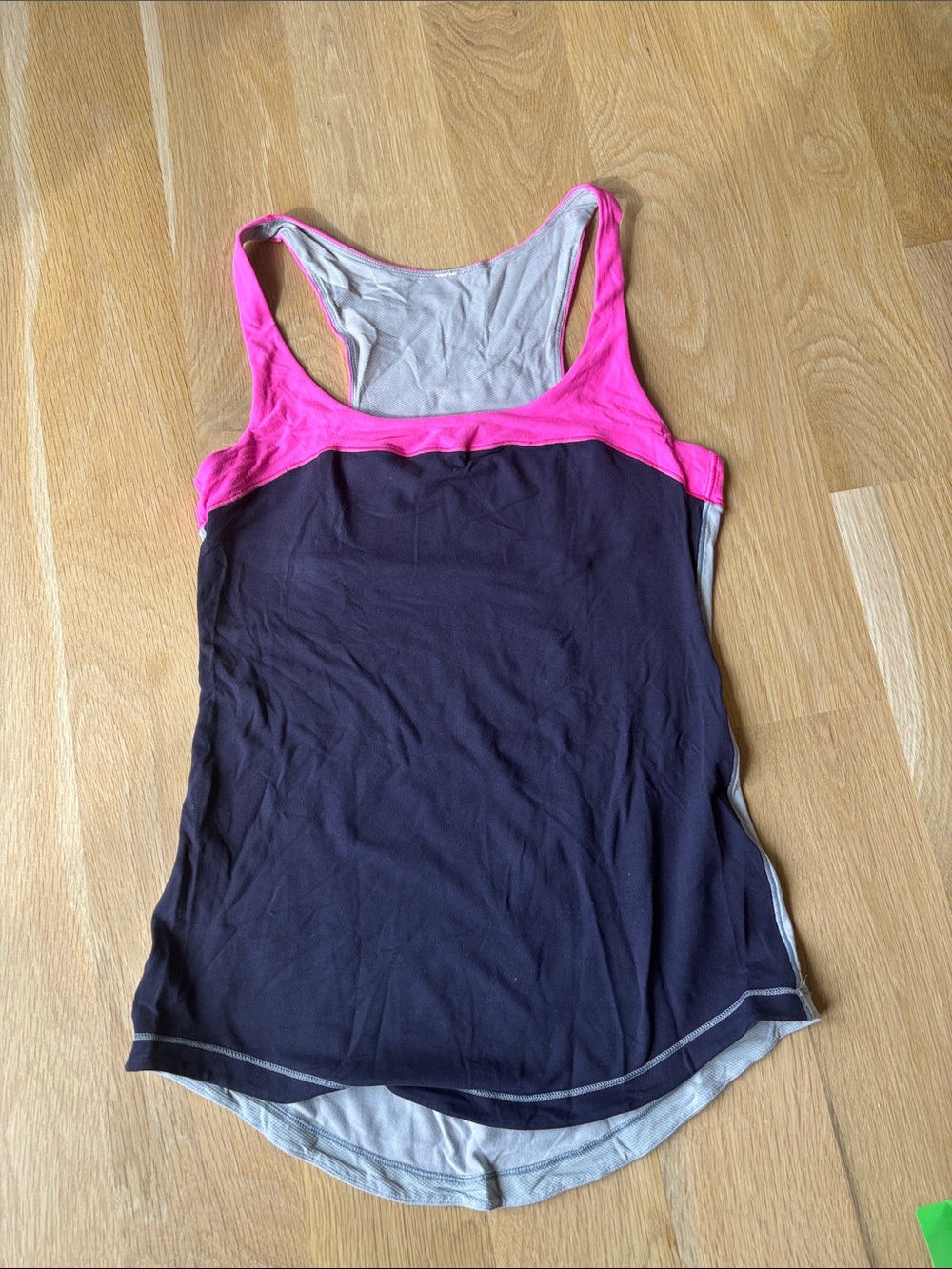 lululemon athletica Pink and Black Layered Racerback Tank